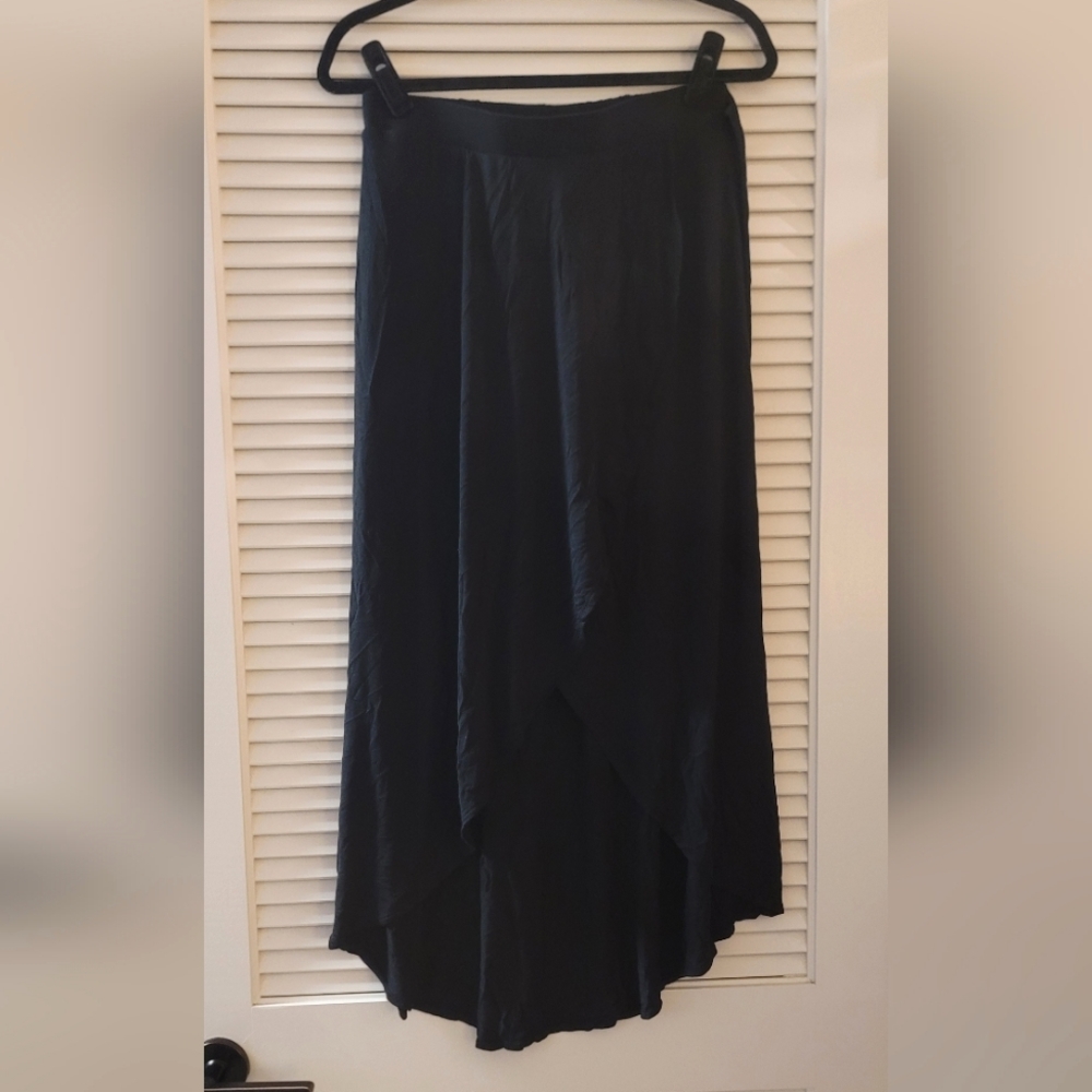 A New Day- Black Asymmetrical Tie Maxi Skirt With Elastic Waist